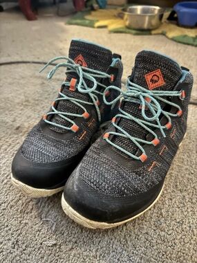 Outdoor Afro x REI Black/Grey Hiking Shoes with Teal Laces and Orange Accents